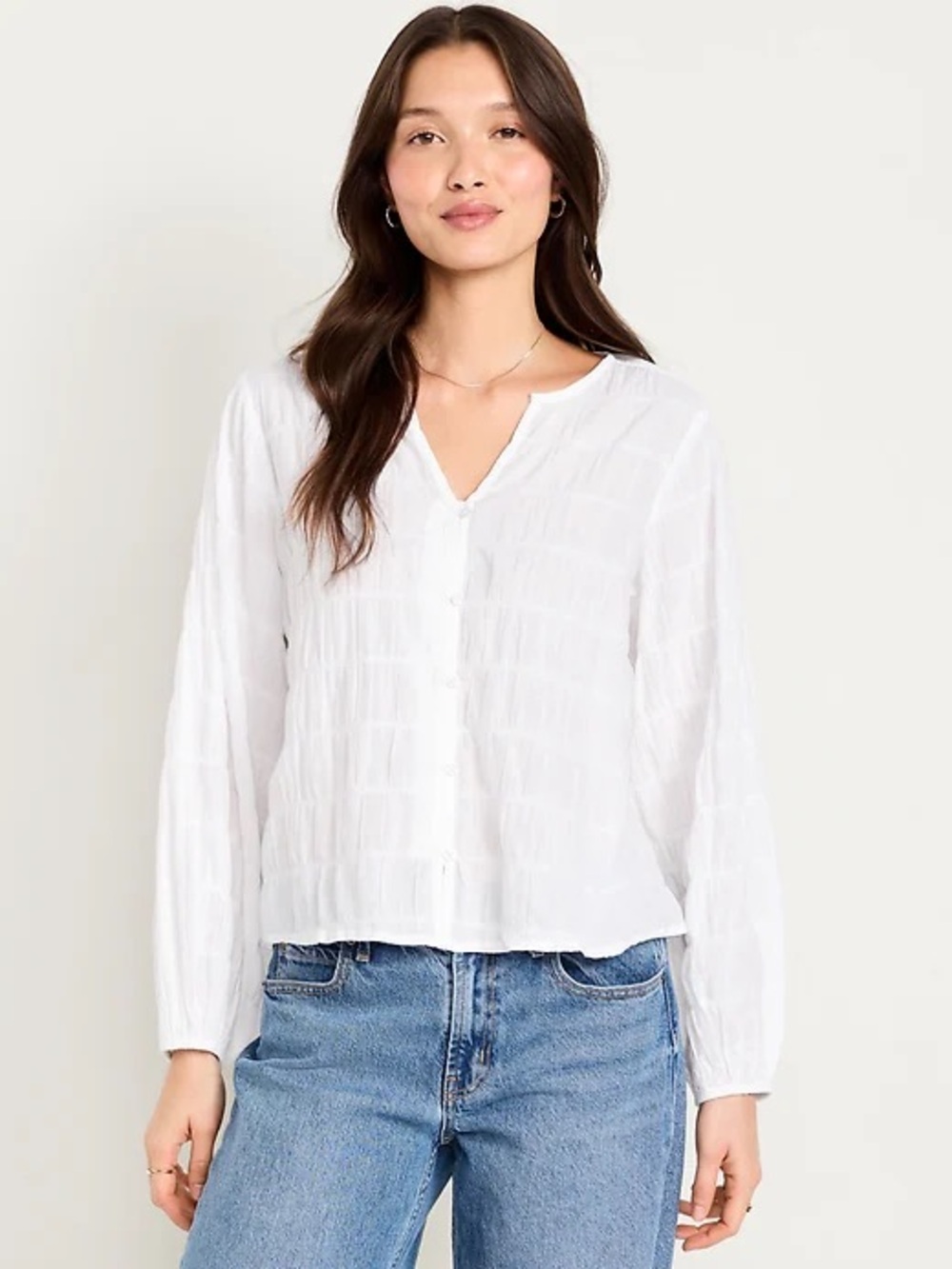 Old Navy Lightweight Button-Down Smocked Top